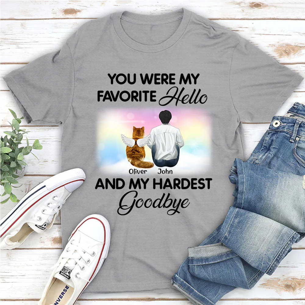My Favorite Hello Cat - Personalized Custom Unisex T-shirt - Image 2
