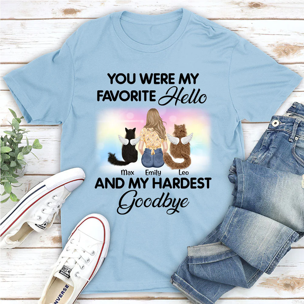 My Favorite Hello Cat - Personalized Custom Unisex T-shirt - Image 3