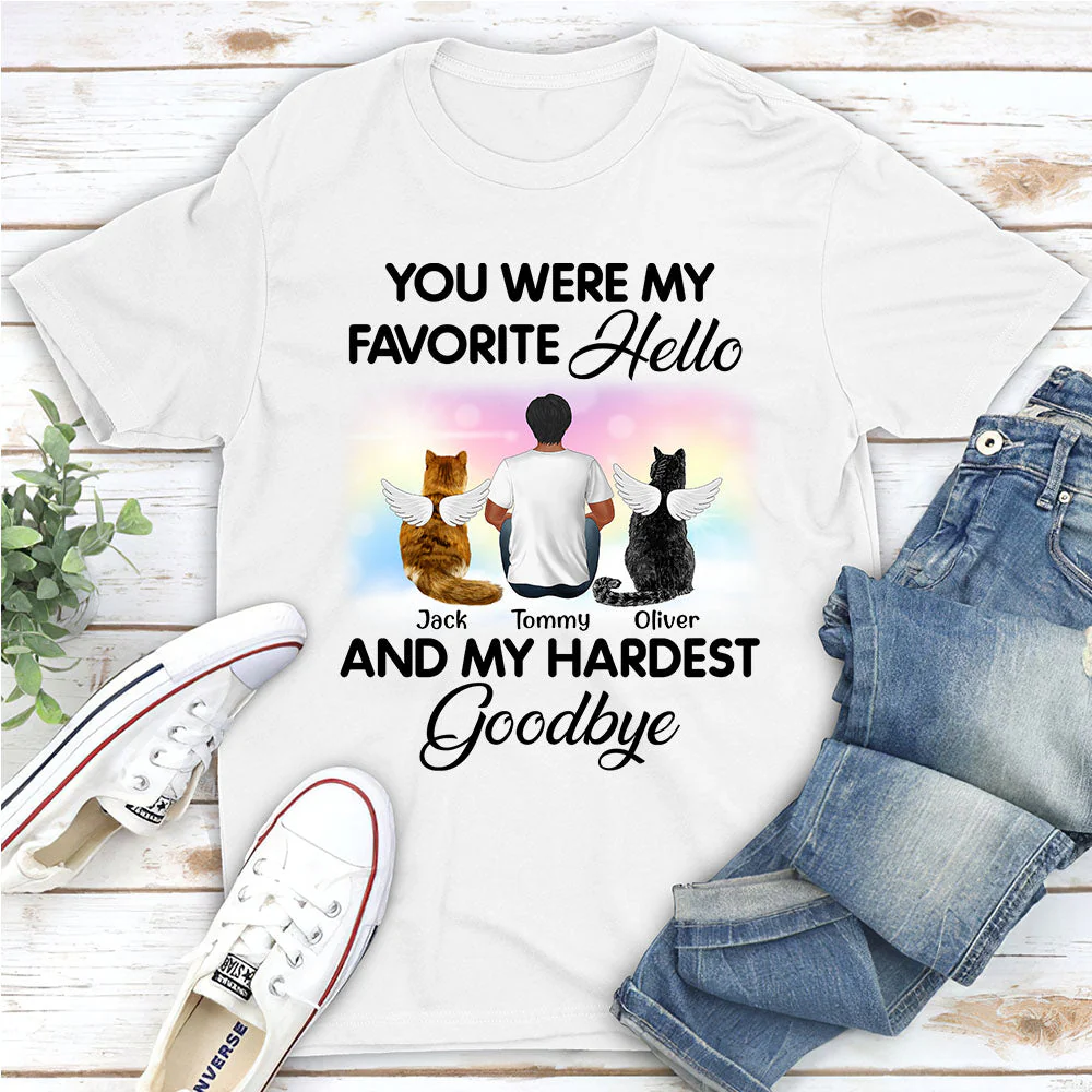 My Favorite Hello Cat - Personalized Custom Unisex T-shirt - Image 4
