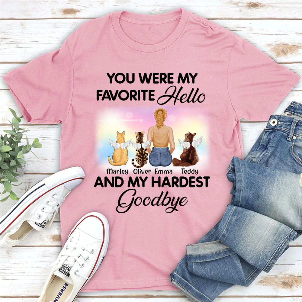 My Favorite Hello Cat - Personalized Custom Unisex T-shirt - Image 5