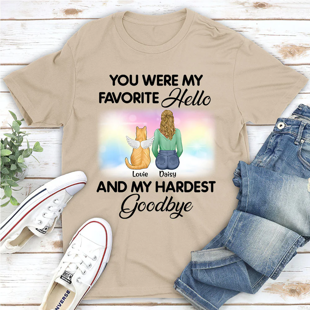 My Favorite Hello Cat - Personalized Custom Unisex T-shirt - Image 6