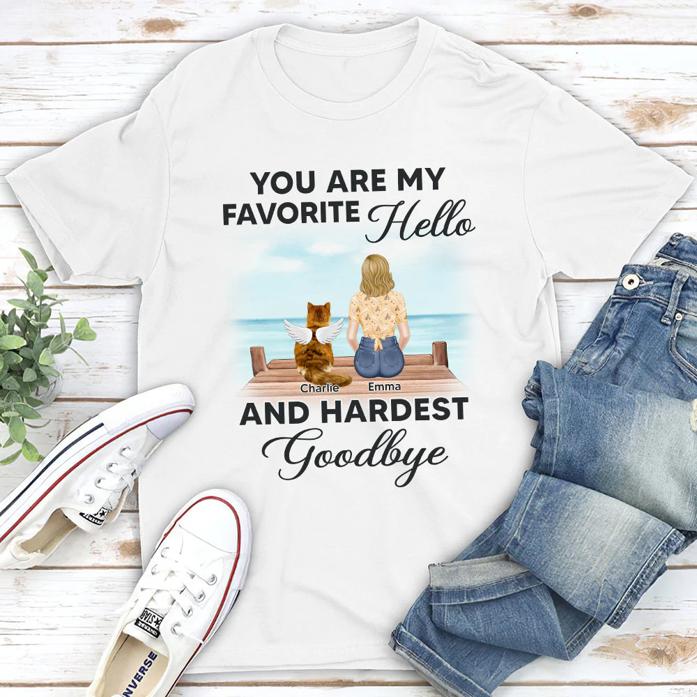 My Favorite Hello Memorial Cat - Personalized Custom Unisex T-shirt - Image 3