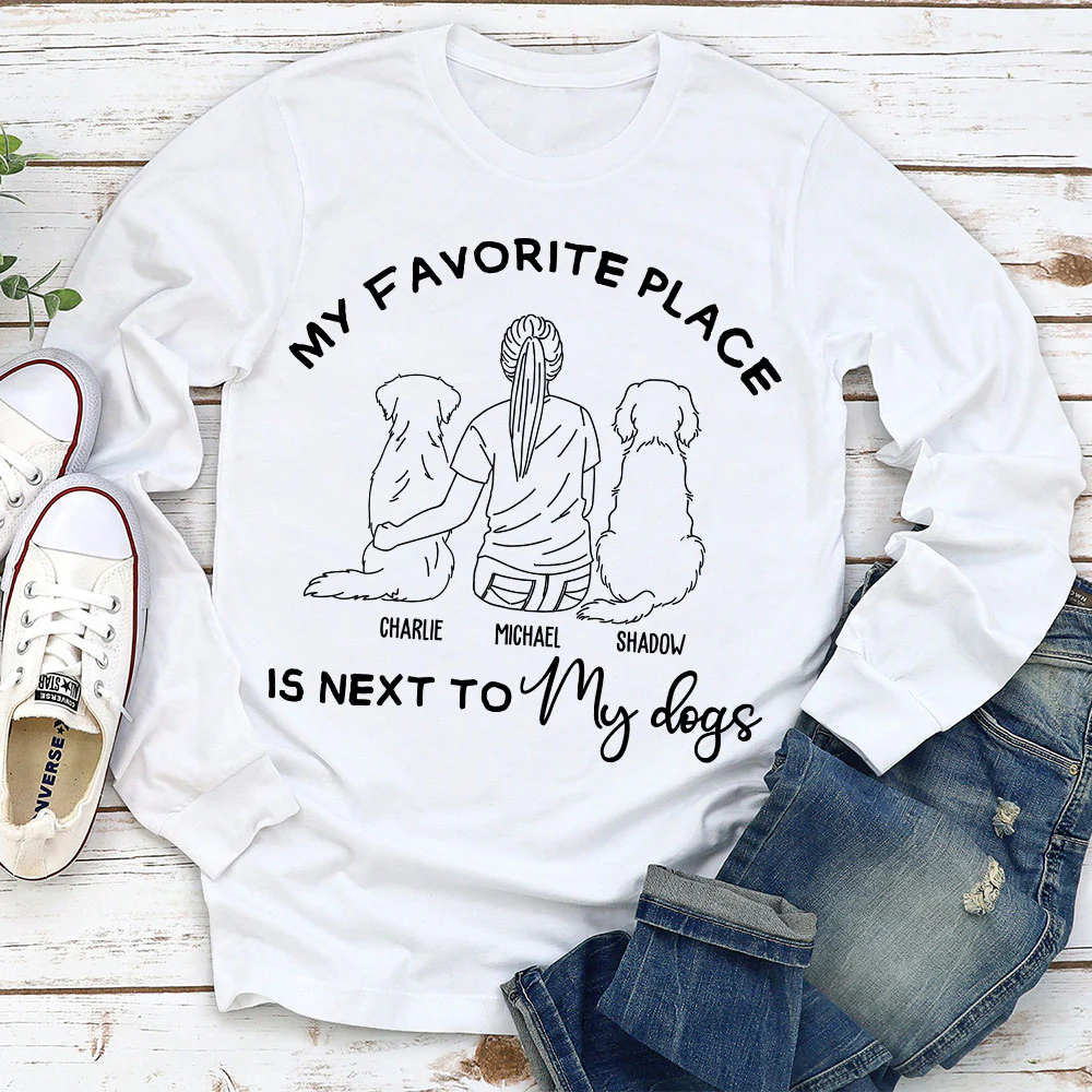 My Favorite Place Is Next To My Dog - Personalized Custom Long Sleeve T-shirt - Image 2