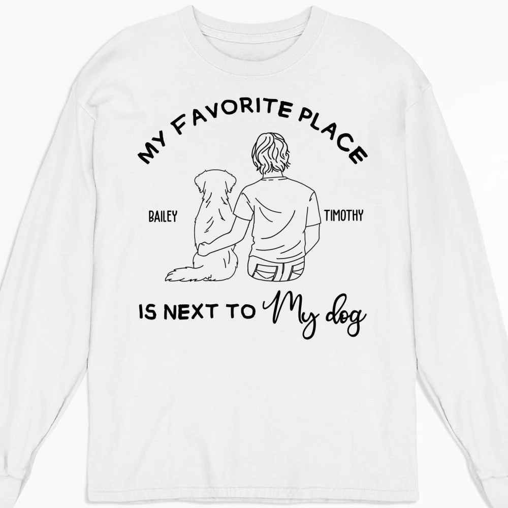 My Favorite Place Is Next To My Dog - Personalized Custom Long Sleeve T-shirt - Image 4