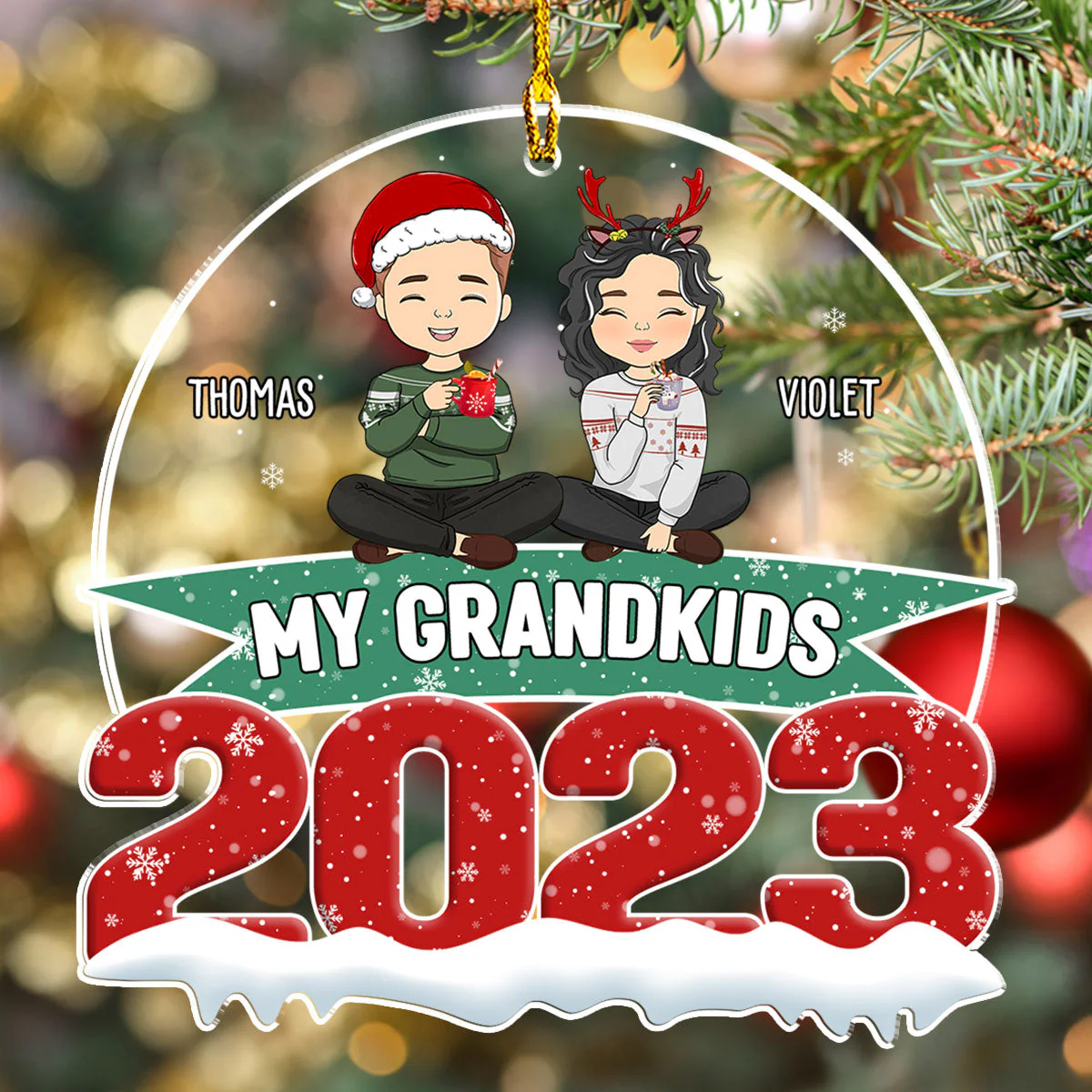 My Grandkids 2023 - Personalized Custom Acrylic Ornament - Image 2