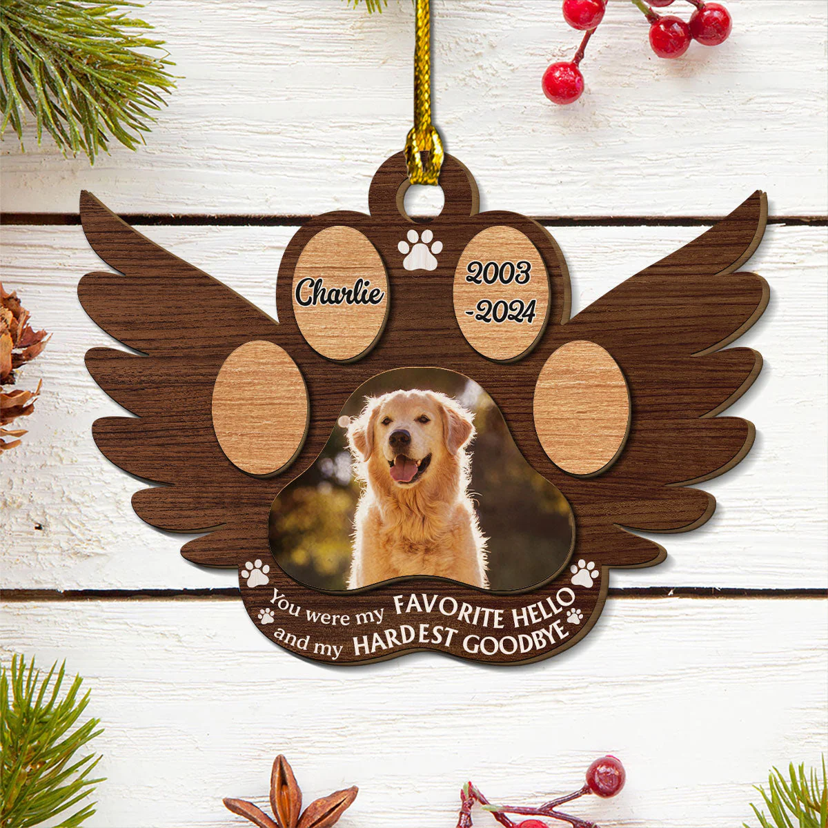 My Hardest Goodbye - Personalized Custom Freeshape 2-layered Wood Ornament - Image 4