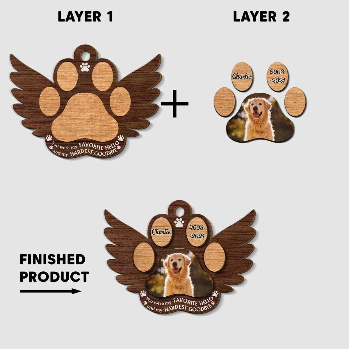 My Hardest Goodbye - Personalized Custom Freeshape 2-layered Wood Ornament - Image 5