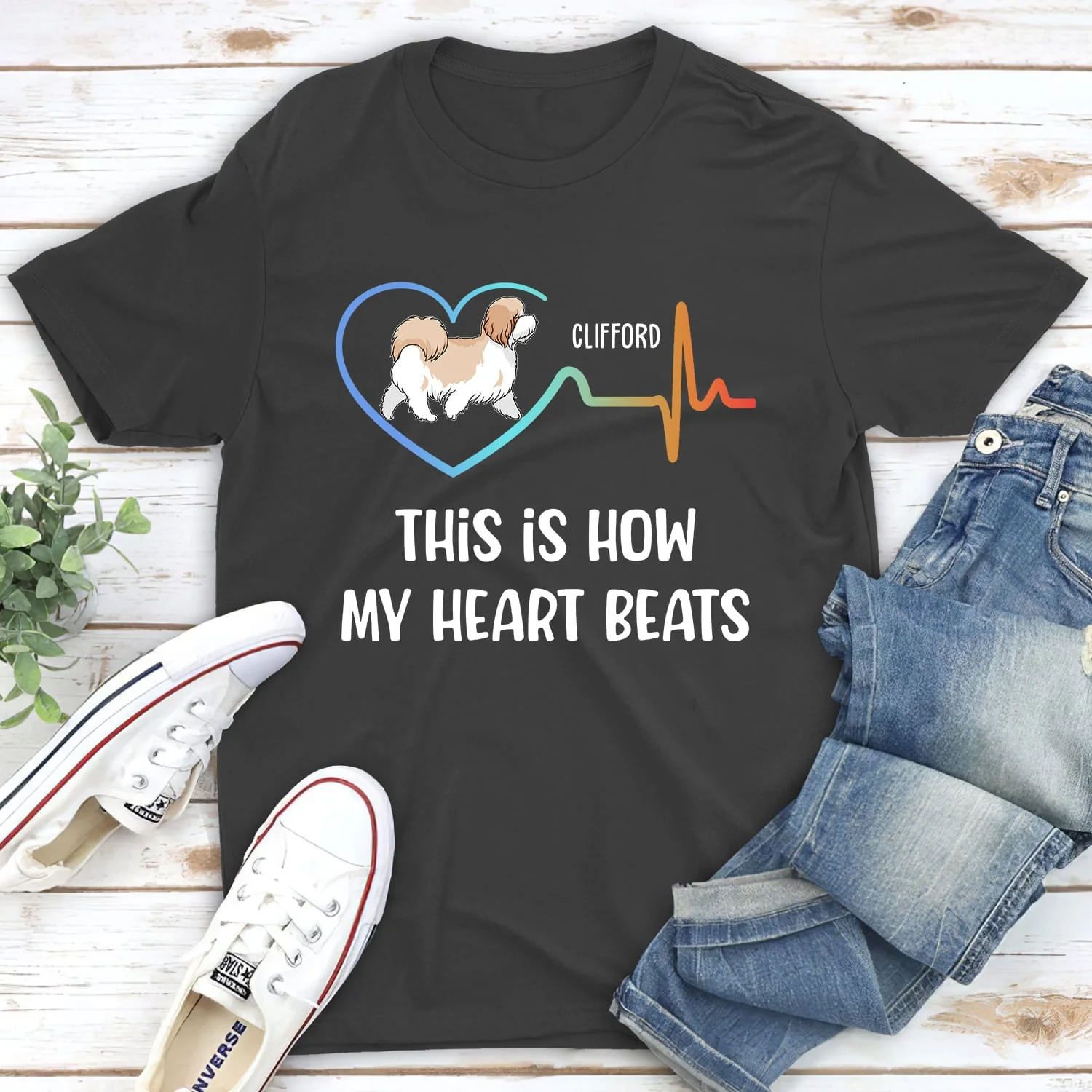 My Heart Beats - Personalized Custom Unisex T-shirt - Image 3