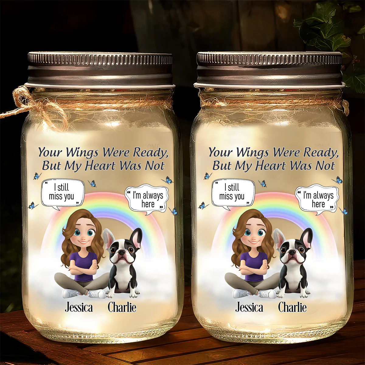 My Heart Was Not Ready To Lose You Cartoonize - Personalized Custom Mason Jar Light - Image 2