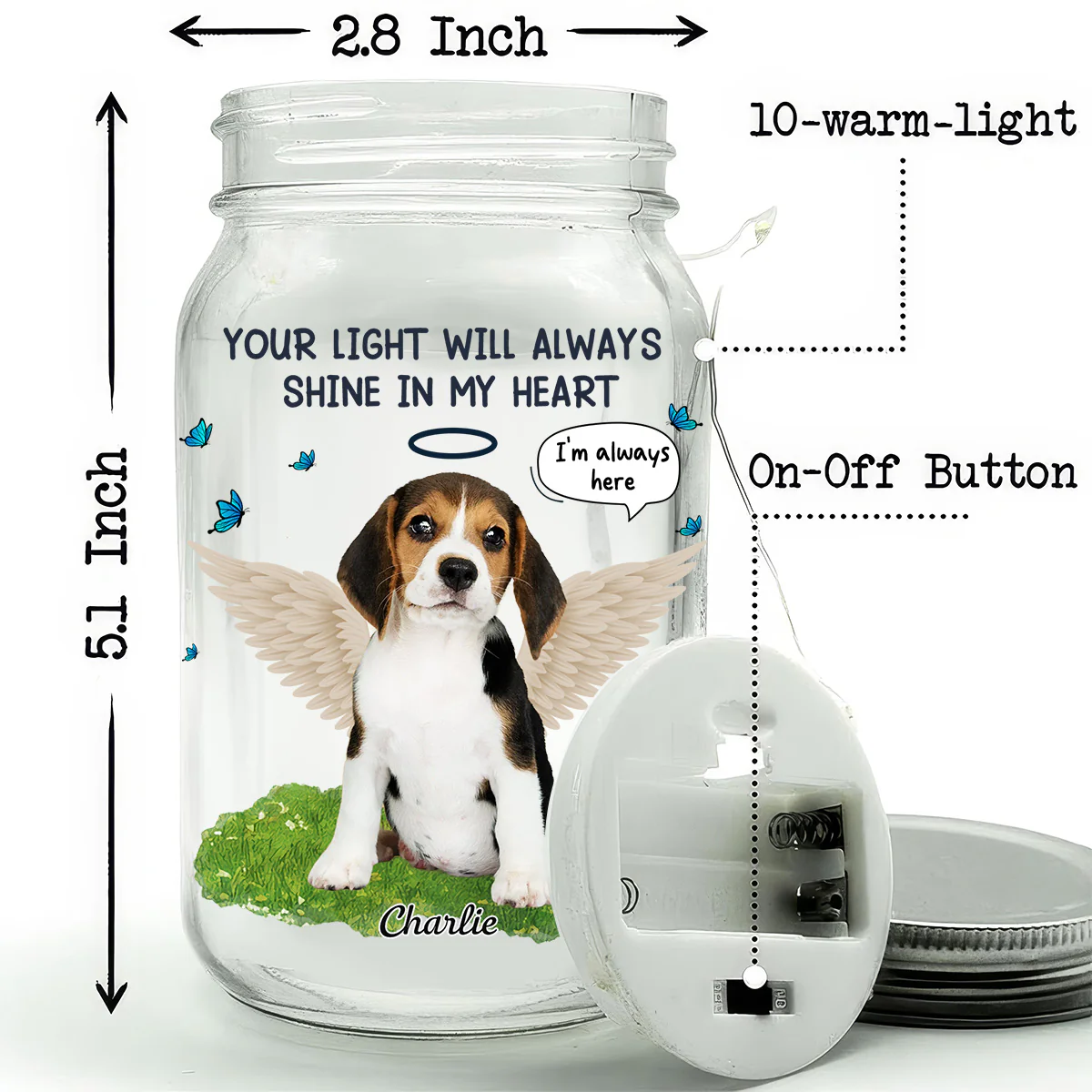 My Heart Was Not Ready To Lose You - Personalized Custom Mason Jar Light - Image 4