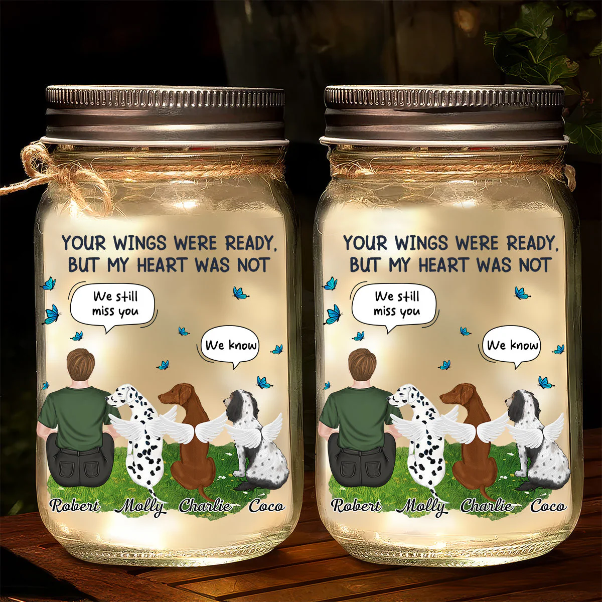My Heart Was Not Ready To Lose You Version Man - Personalized Custom Mason Jar Light - Image 3