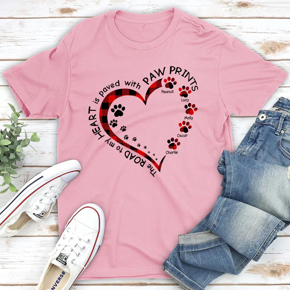 My Heart With Paw Prints 2 - Personalized Custom Unisex T-shirt - Image 4