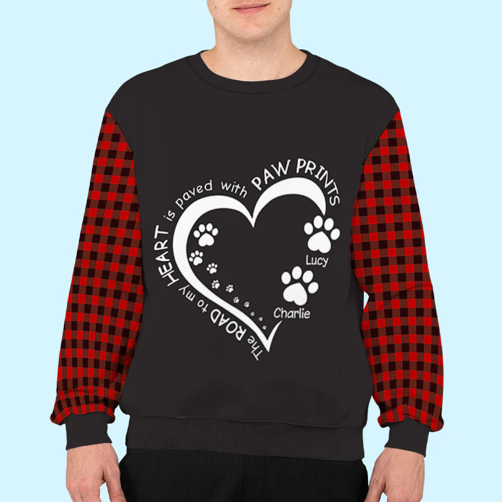 My Heart With Paw Prints - Personalized Custom All-Over-Print Sweatshirt - Image 6