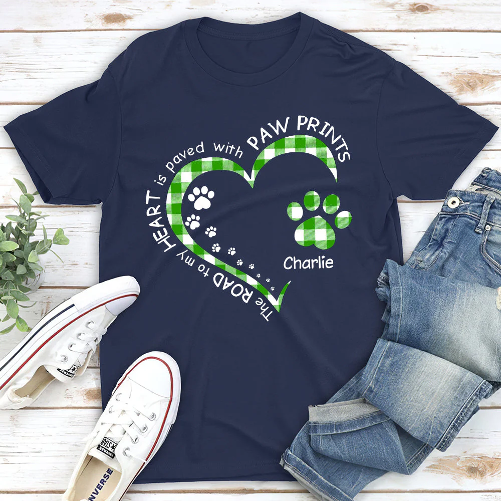 My Heart With Paw Prints - Personalized Custom Premium T-shirt - Image 2