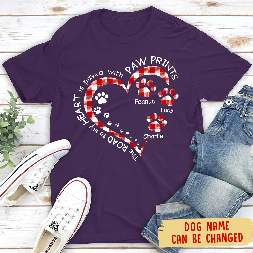 My Heart With Paw Prints - Personalized Custom Premium T-shirt - Image 3