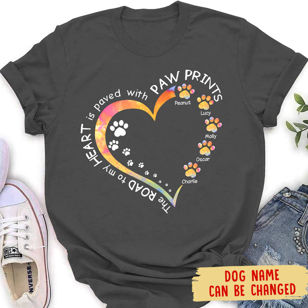 My Heart With Paw Prints - Personalized Custom Women's T-shirt - Image 4