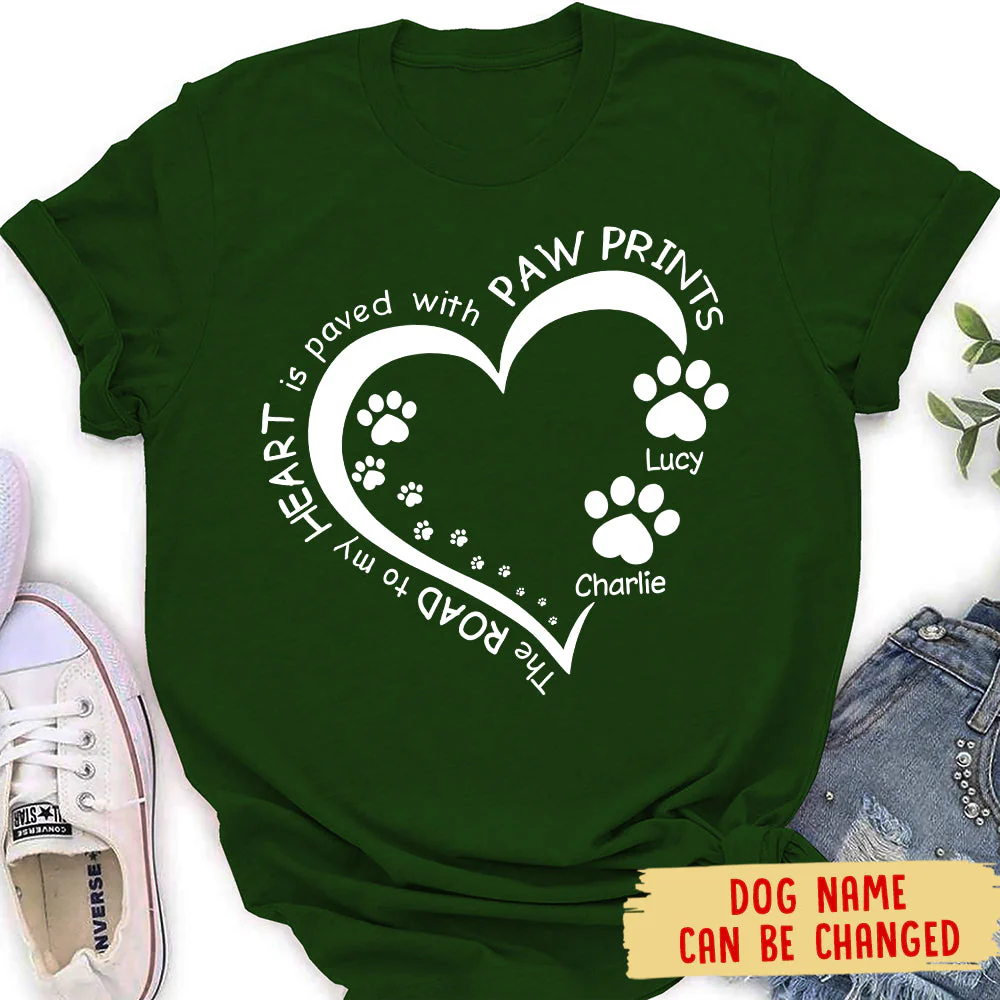 My Heart With Paw Prints - Personalized Custom Women's T-shirt - Image 5