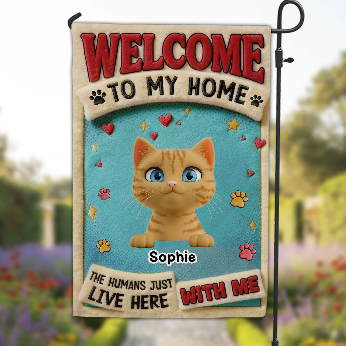 My Human Just Lives Here With Pets - Personalized Custom Flag - Image 4