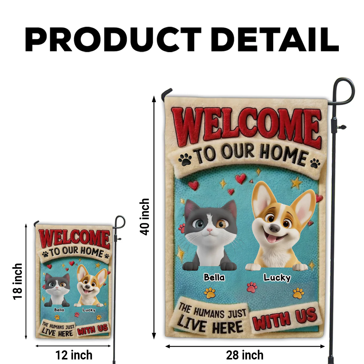 My Human Just Lives Here With Pets - Personalized Custom Flag - Image 6