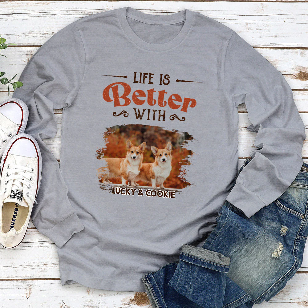 My Life Better With Dogs - Personalized Custom Long Sleeve T-shirt - Image 3