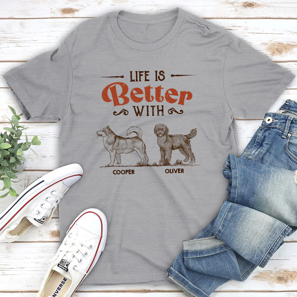 My Life Better With Dogs - Personalized Custom Unisex T-shirt - Image 2