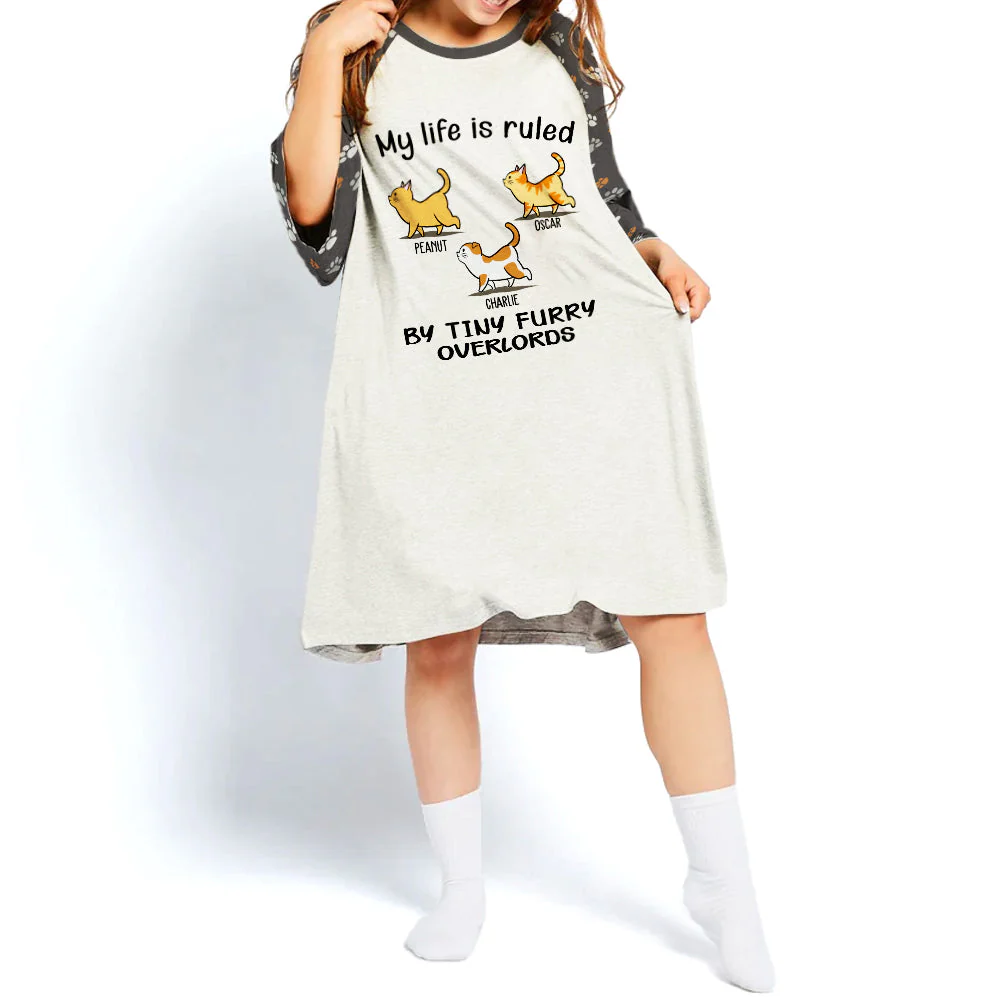My Life Is Ruled By Cat - Personalized Custom 3/4 Sleeve Dress - Image 2