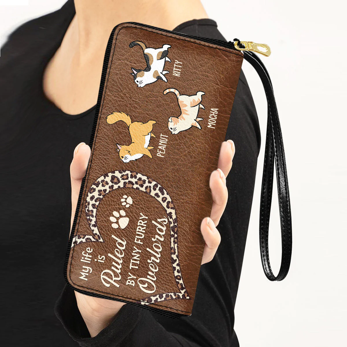 My Life Is Ruled By Cats - Personalized Custom Leather Wallet - Image 2