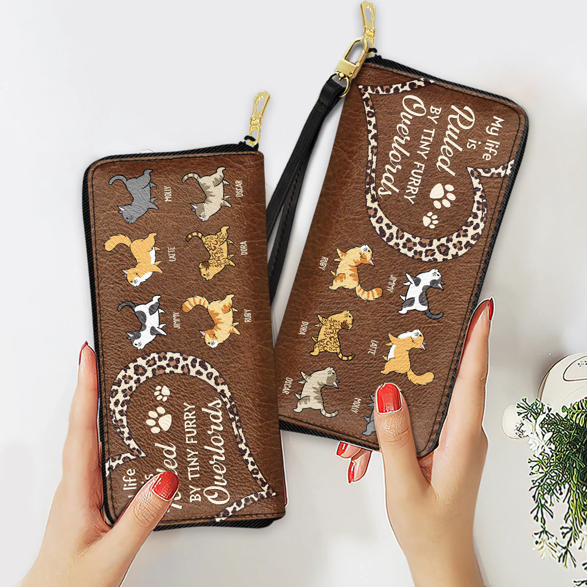 My Life Is Ruled By Cats - Personalized Custom Leather Wallet - Image 3
