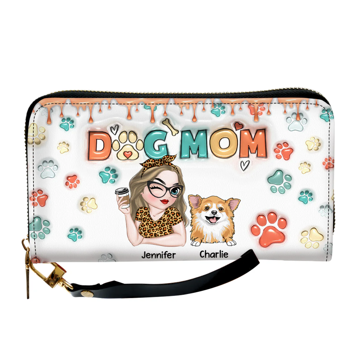 My Lovely Dog Mom - Personalized Custom Leather Wallet