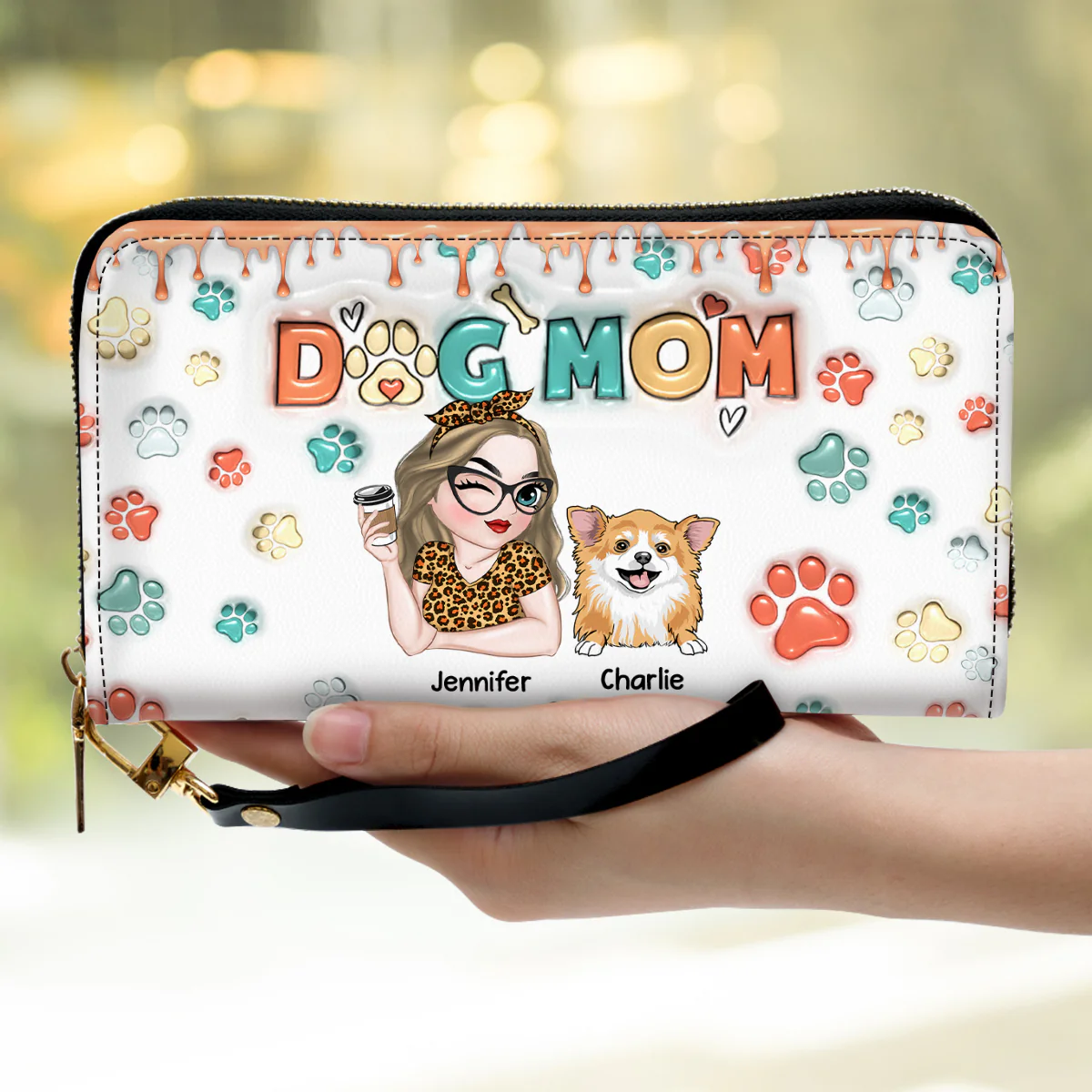 My Lovely Dog Mom - Personalized Custom Leather Wallet - Image 2