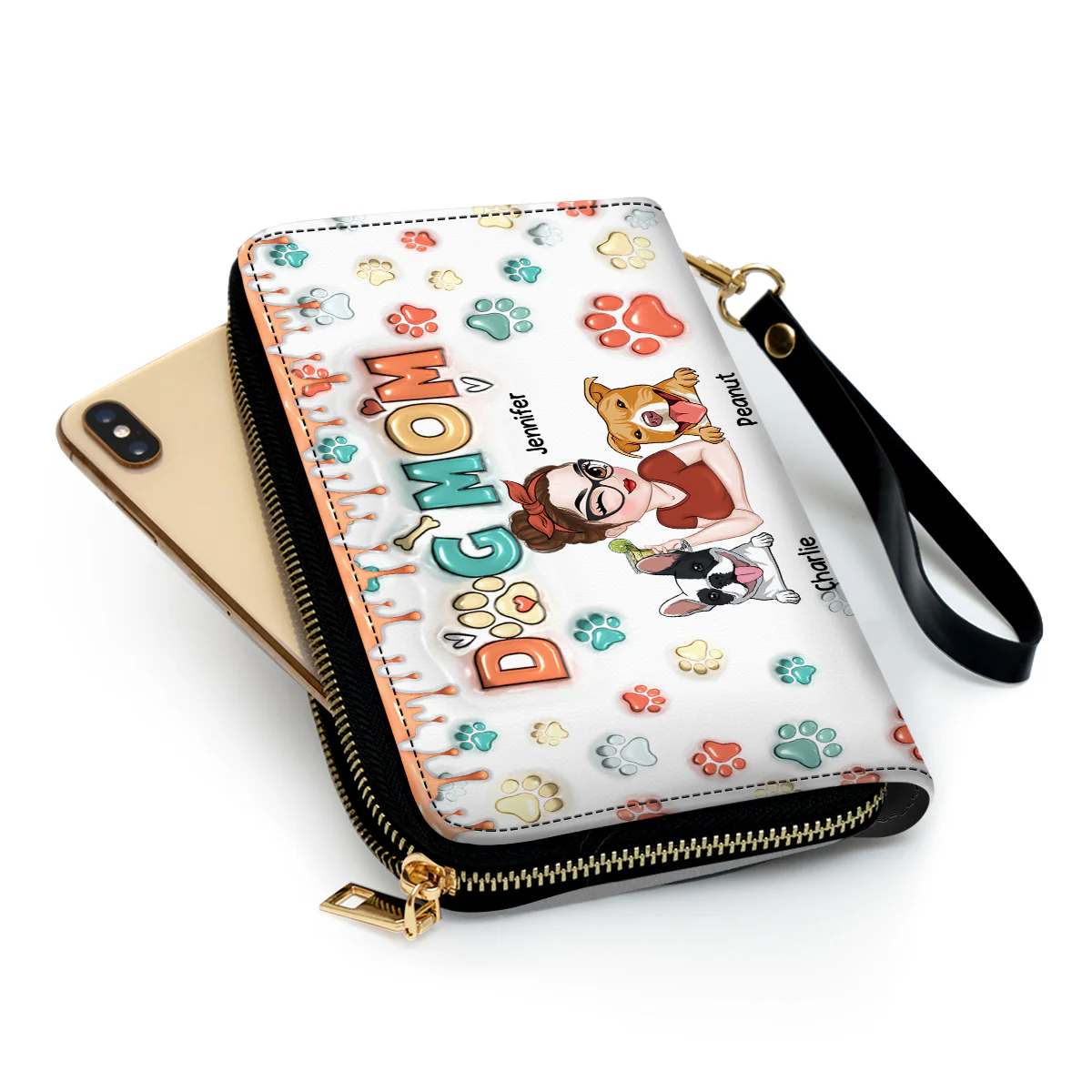 My Lovely Dog Mom - Personalized Custom Leather Wallet - Image 3