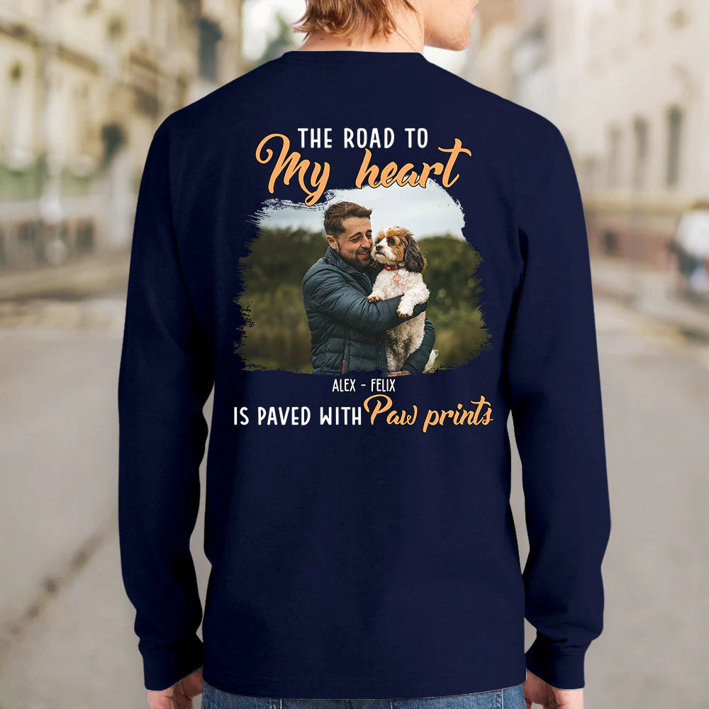 My Paw Prints Photo - Personalized Custom Long Sleeve T-shirt - Image 3