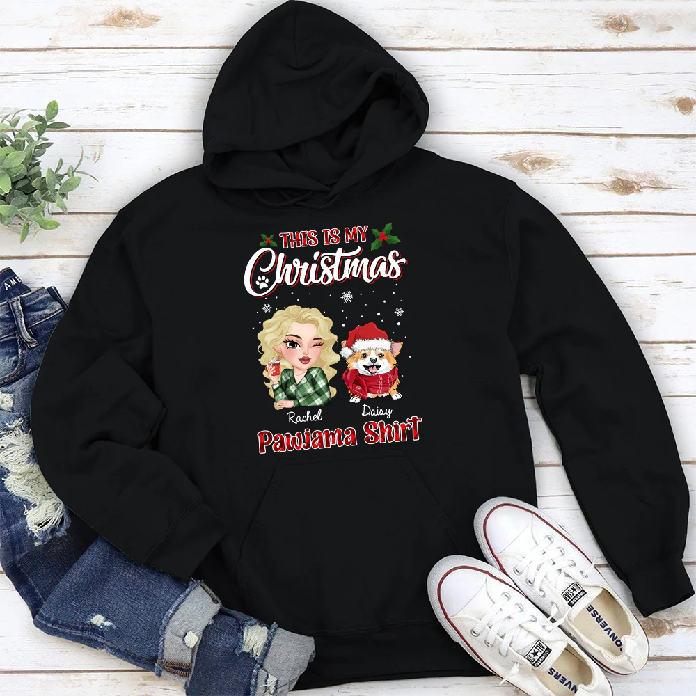My Pawjama At Christmas - Personalized Custom Hoodie - Image 2