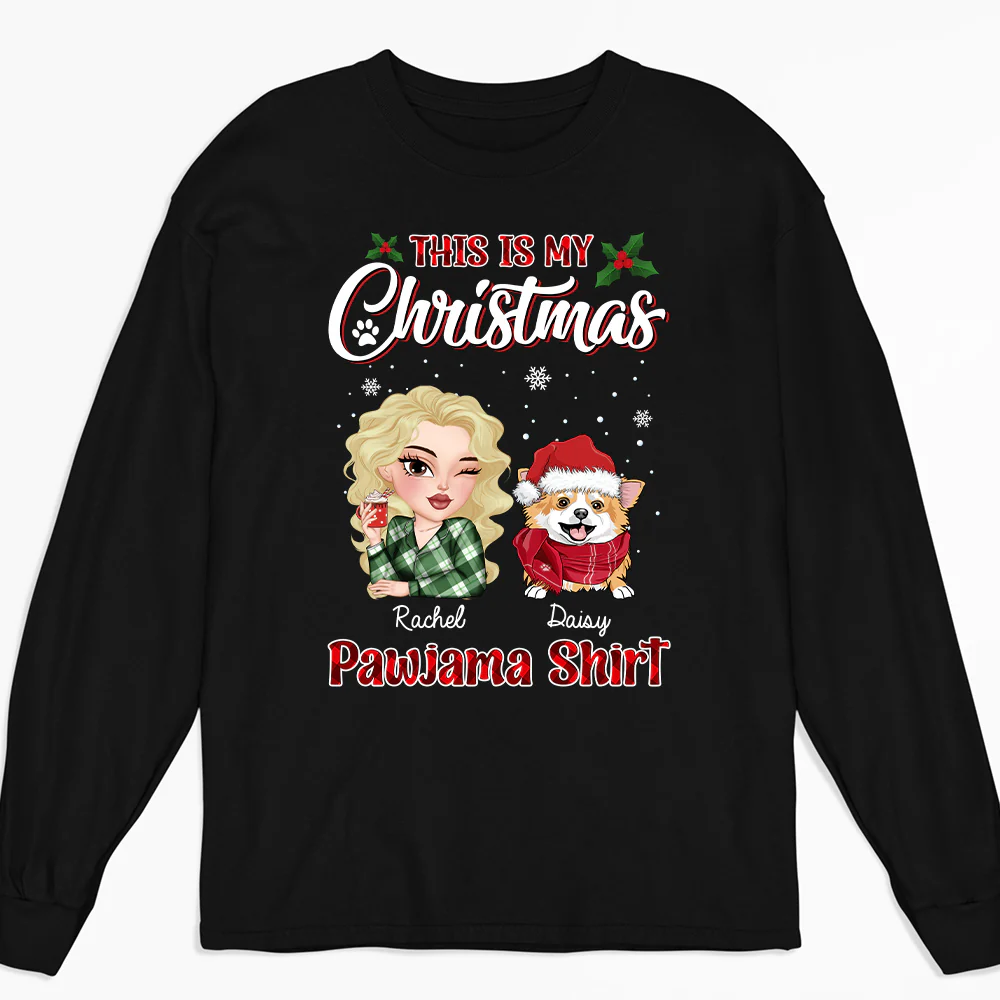 My Pawjama At Christmas - Personalized Custom Long Sleeve