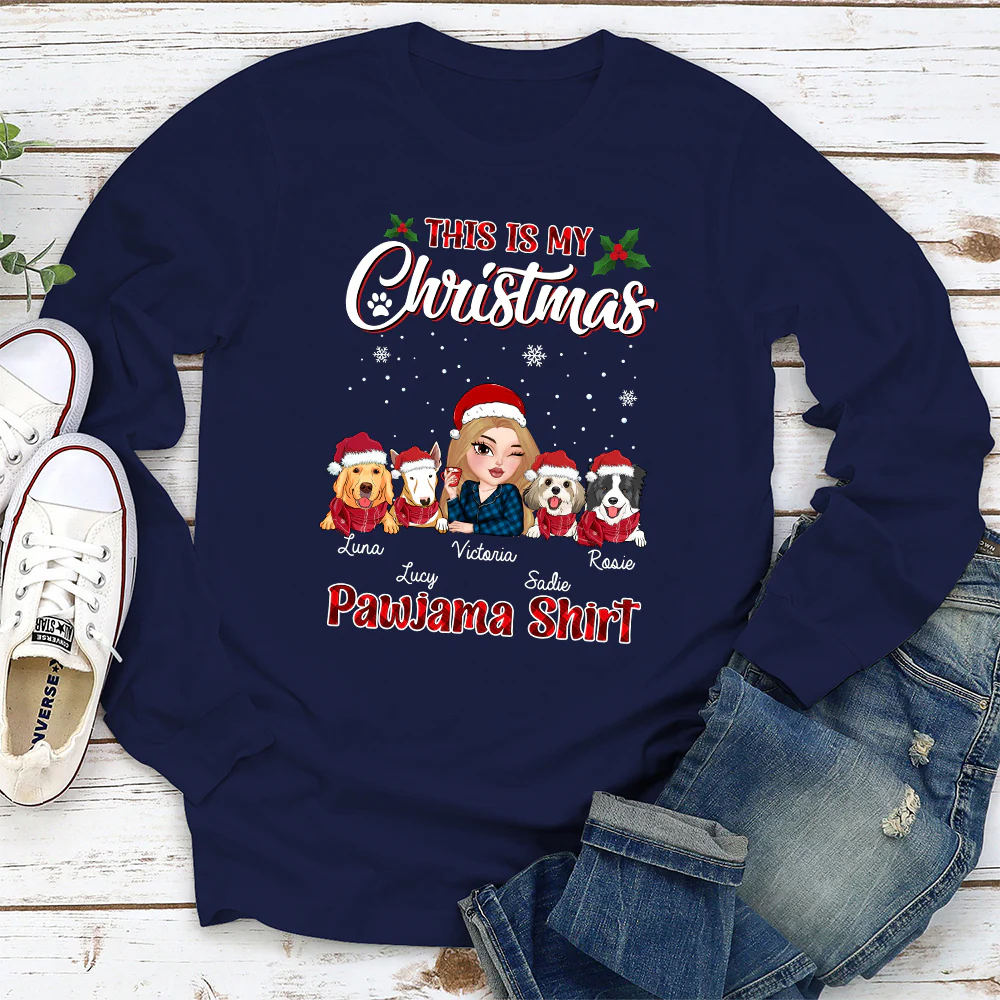 My Pawjama At Christmas - Personalized Custom Long Sleeve - Image 3