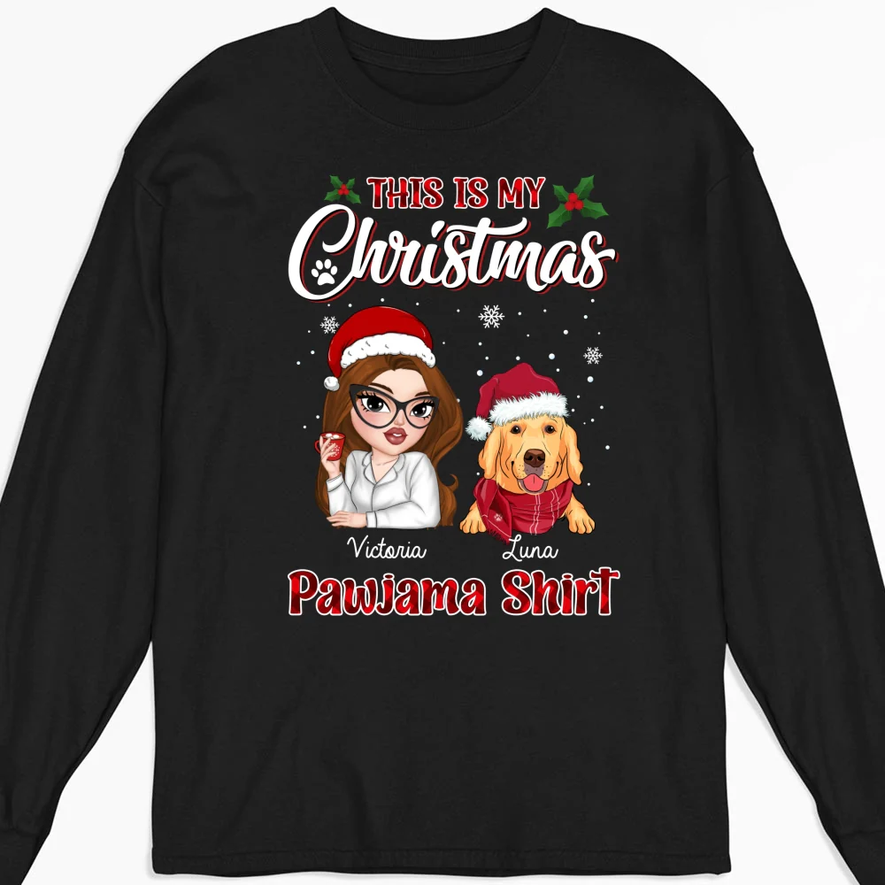 My Pawjama At Christmas - Personalized Custom Long Sleeve - Image 4