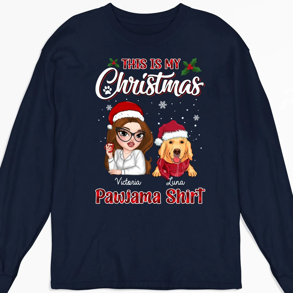 My Pawjama At Christmas - Personalized Custom Long Sleeve - Image 5