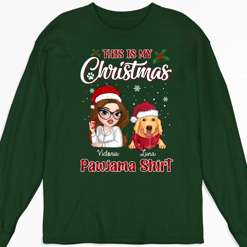 My Pawjama At Christmas - Personalized Custom Long Sleeve - Image 6