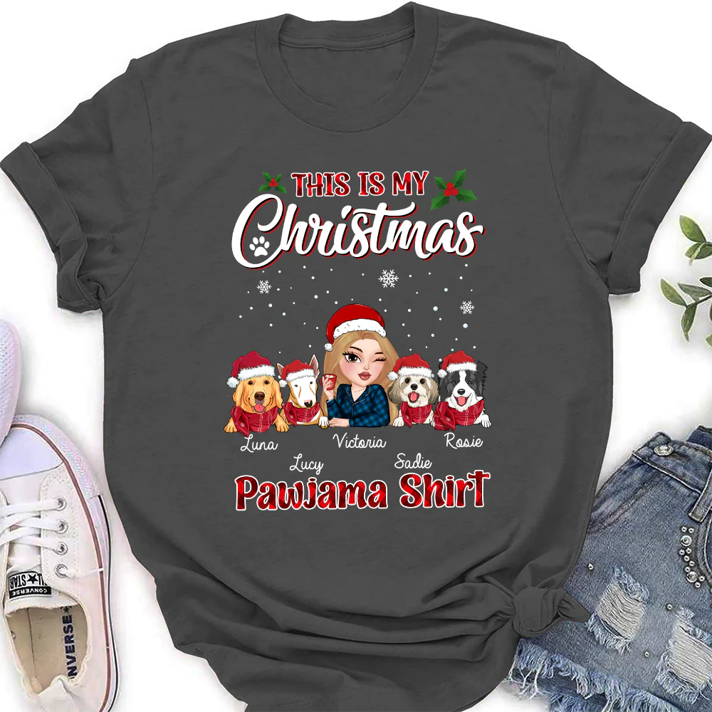 My Pawjama At Christmas - Personalized Custom Women T-shirt - Image 4