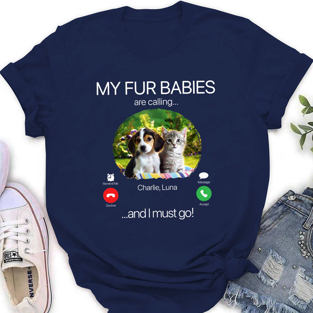 My Pet Is Calling Photo - Personalized Custom Women's T-shirt - Image 2