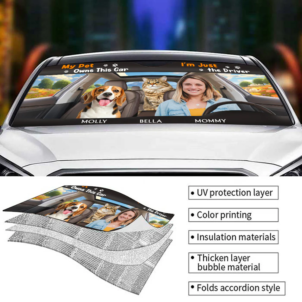 My Pets Owns This Car Photo - Personalized Custom Car Sunshade - Image 3