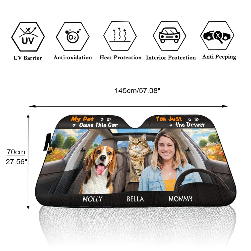My Pets Owns This Car Photo - Personalized Custom Car Sunshade - Image 6