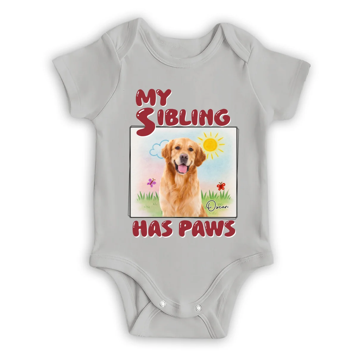 My Sibling Has Paws Cartoon Photo - Personalized Custom Baby Onesie - Image 7