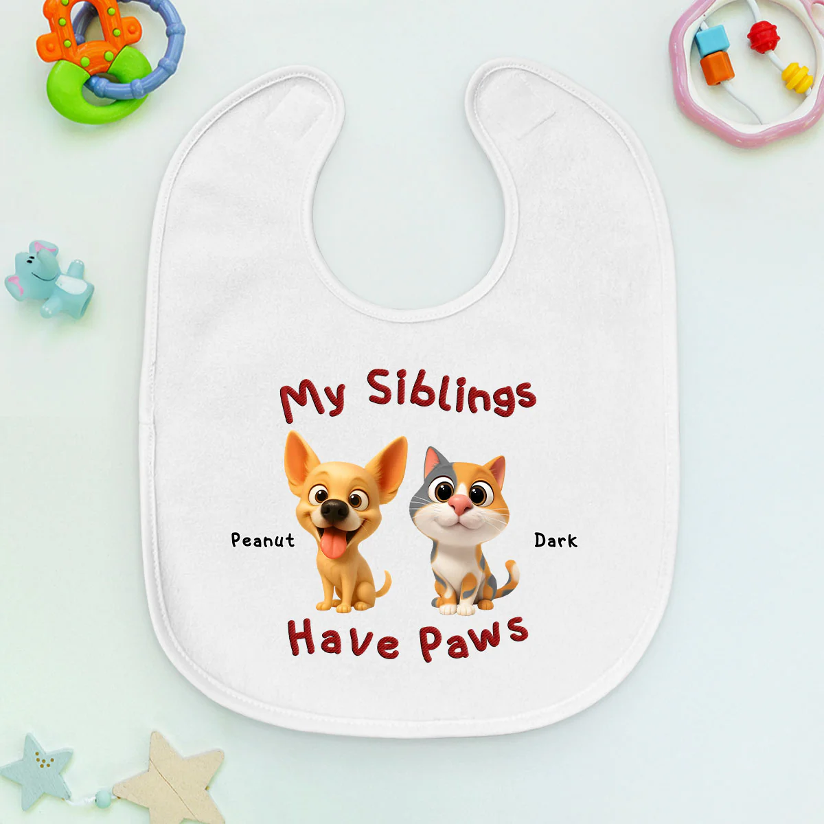 My Siblings Have Lovely Paws - Personalized Custom Baby Bib