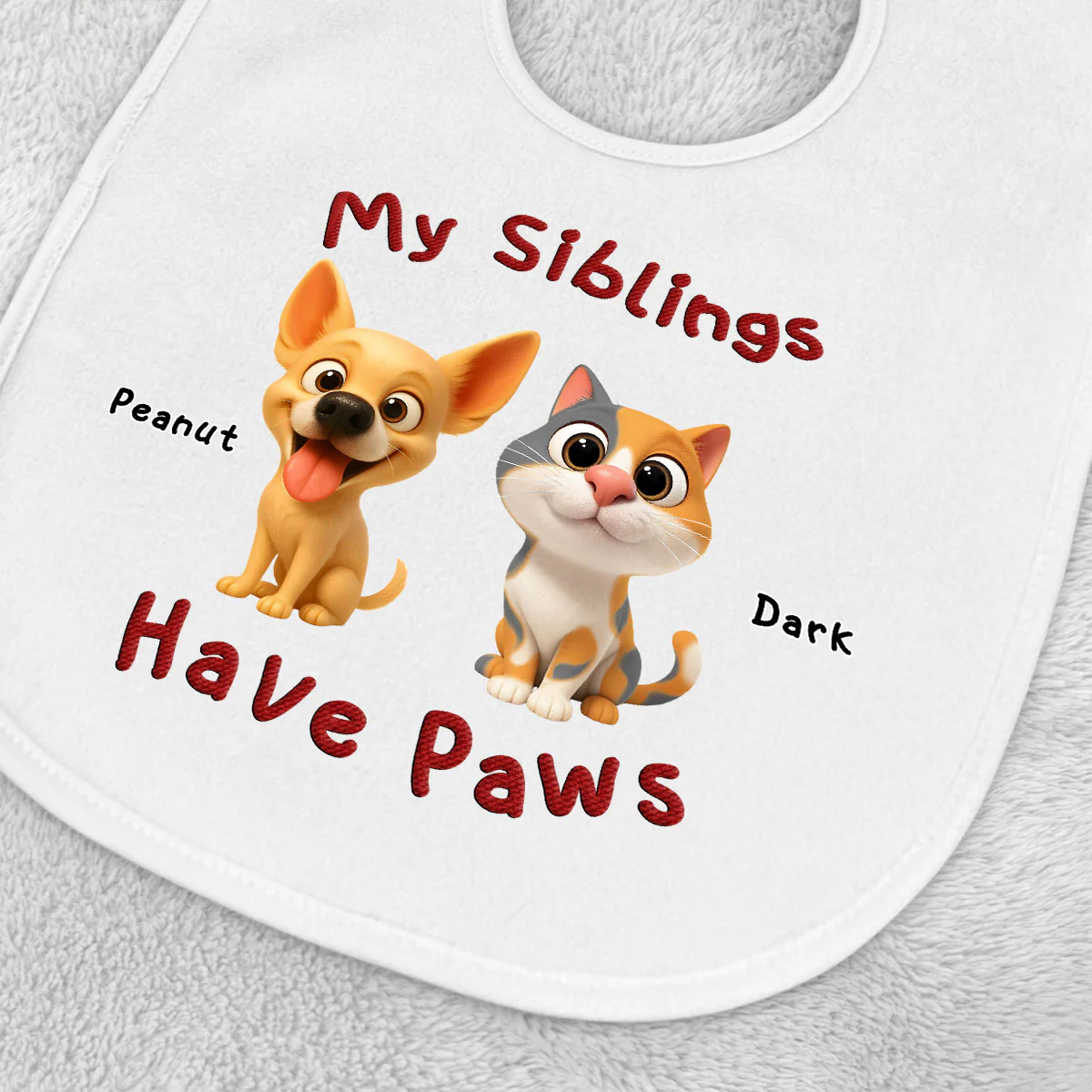 My Siblings Have Lovely Paws - Personalized Custom Baby Bib - Image 2