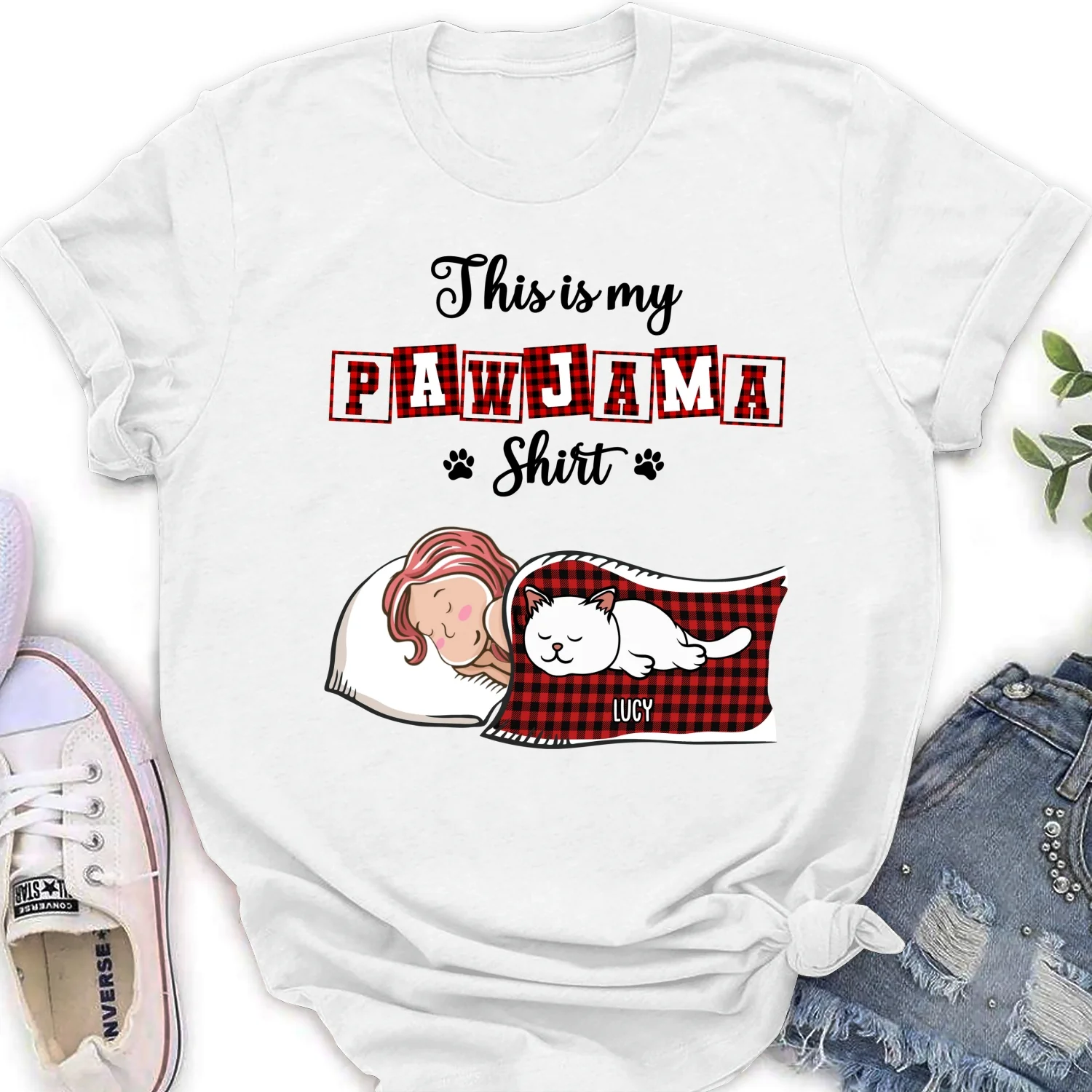 My Sleepshirt Ver Cat 2 - Personalized Custom Women's T-Shirt - Image 5