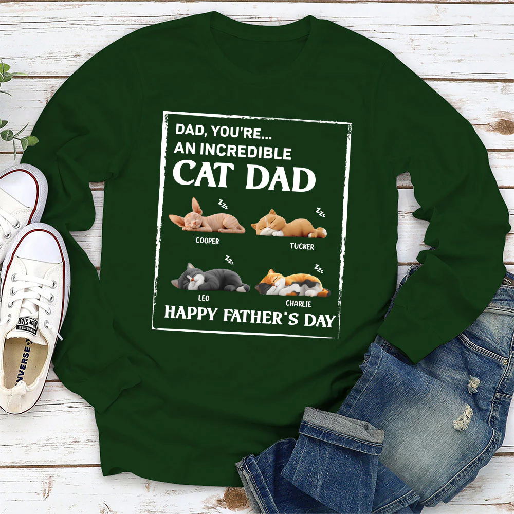 My Supper Cool Cat Dad - Personalized Custom Long Sleeve T-shirt - Image 4