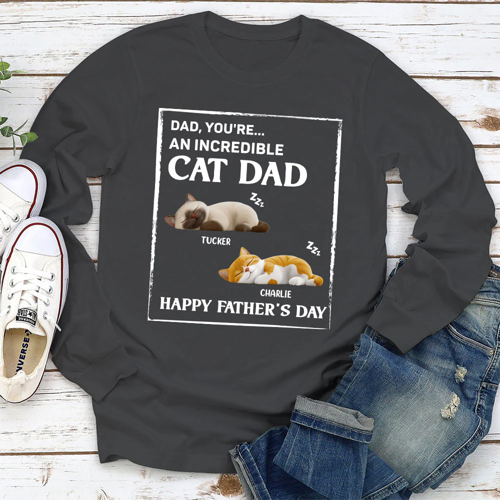 My Supper Cool Cat Dad - Personalized Custom Long Sleeve T-shirt - Image 5