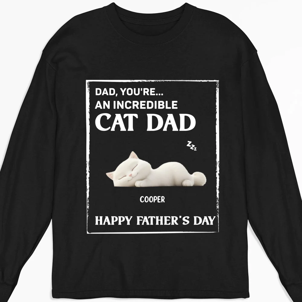 My Supper Cool Cat Dad - Personalized Custom Long Sleeve T-shirt - Image 6