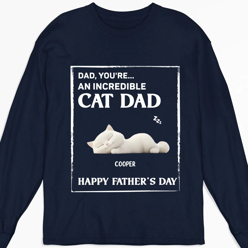 My Supper Cool Cat Dad - Personalized Custom Long Sleeve T-shirt - Image 7